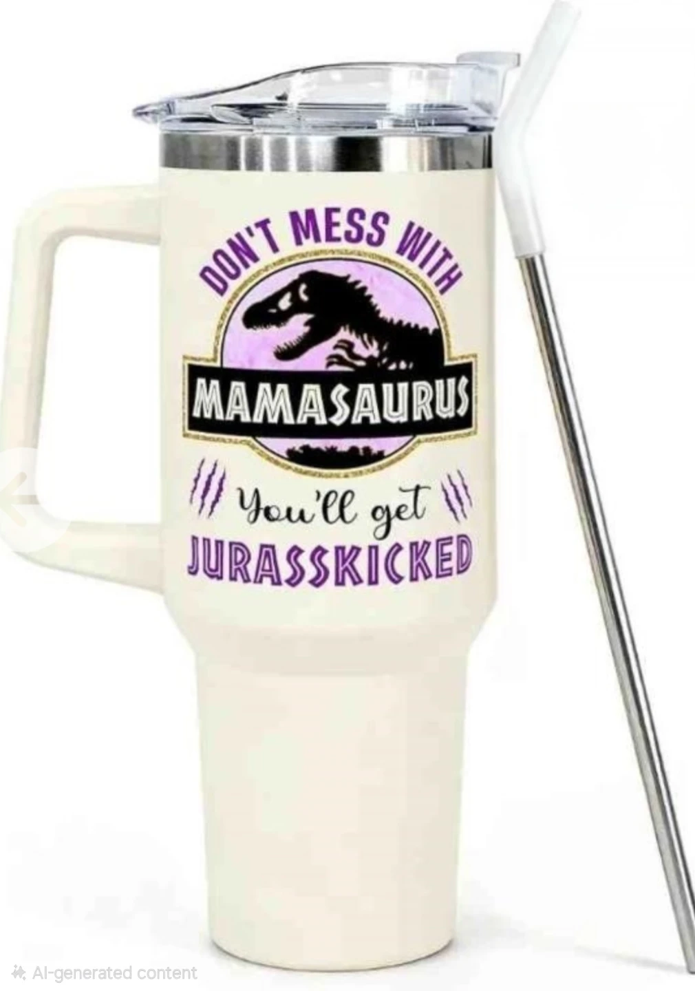 40 oz Mamasaurus Travel Tumbler with Straw