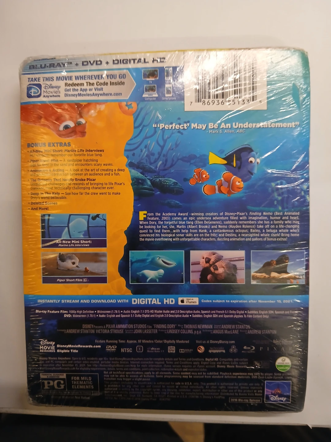 Disney Pixar Finding Dory Blu-Ray + DVD - photo 2
