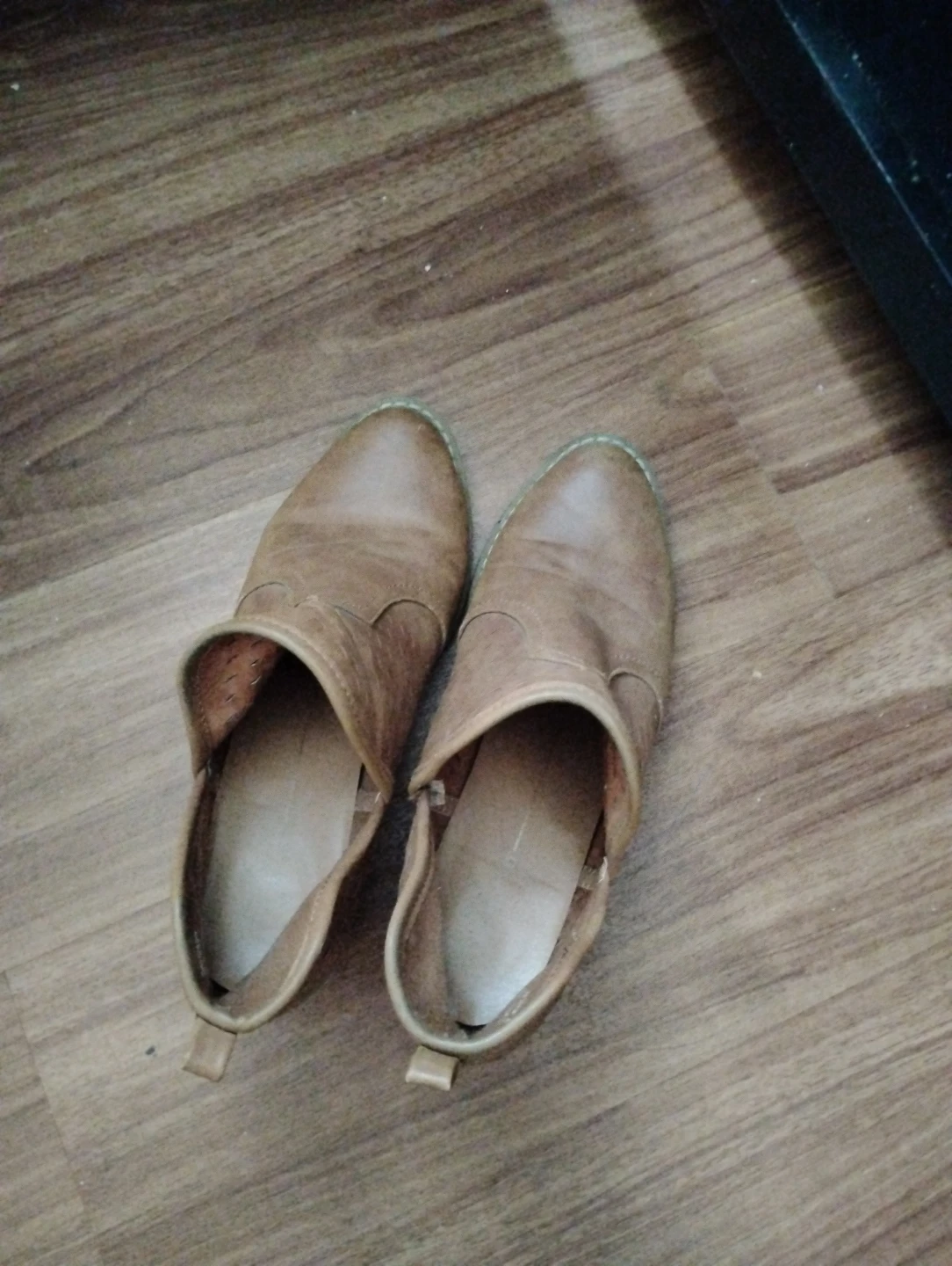 Brown Faux Leather Ankle Boots - Size 7