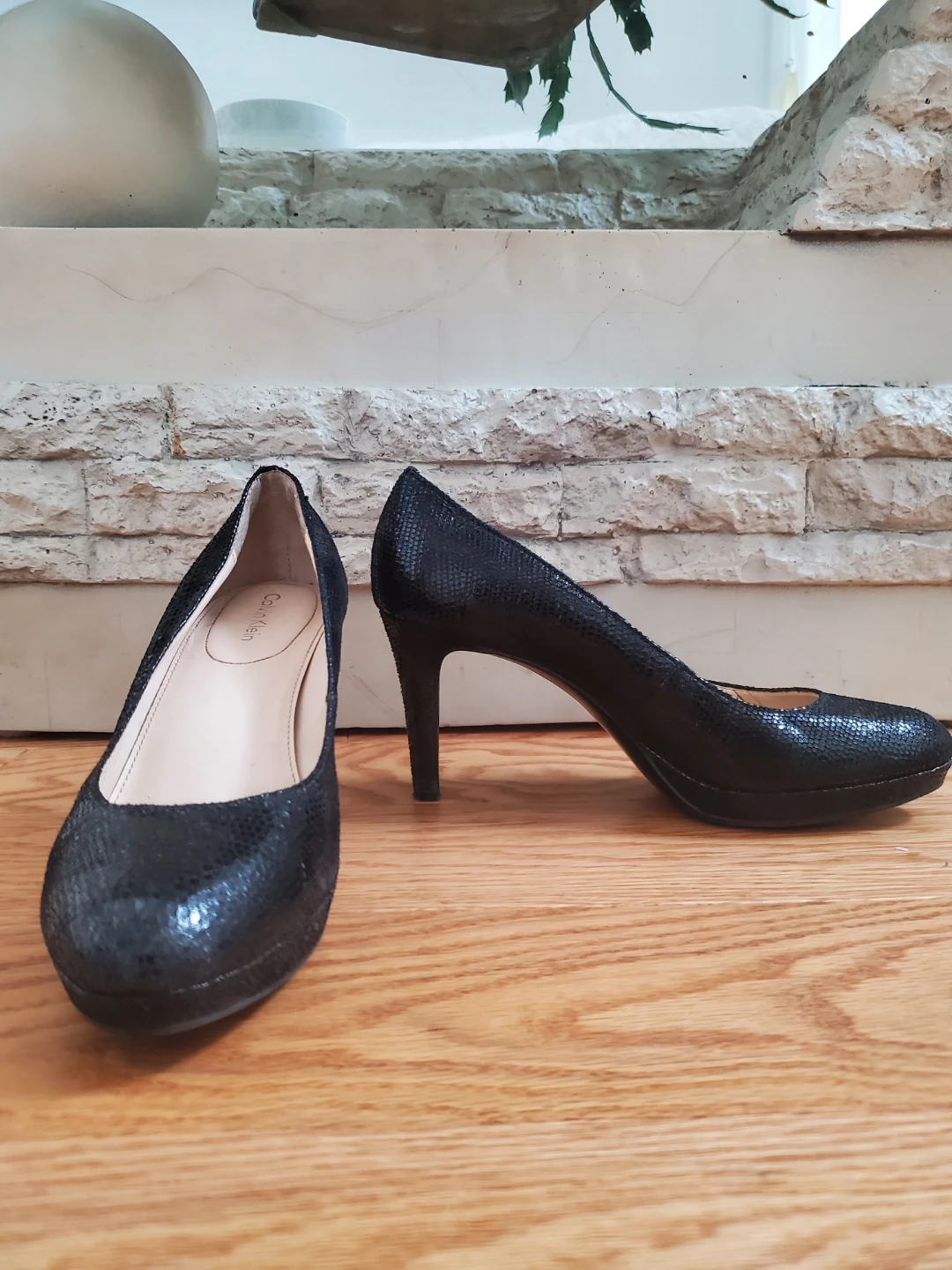 Calvin Klein Women's Black Snake Print Heels Size 7