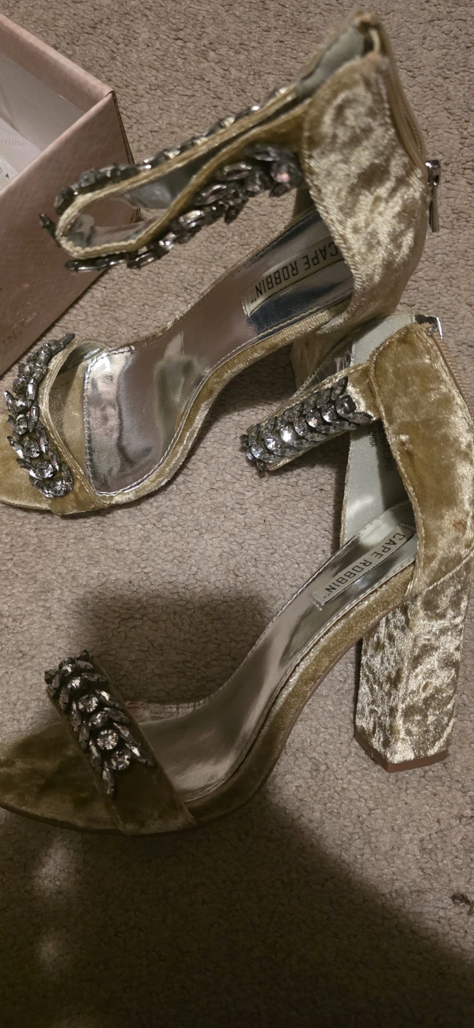 Cape Robbin Women's Velour Embellished Block Heels