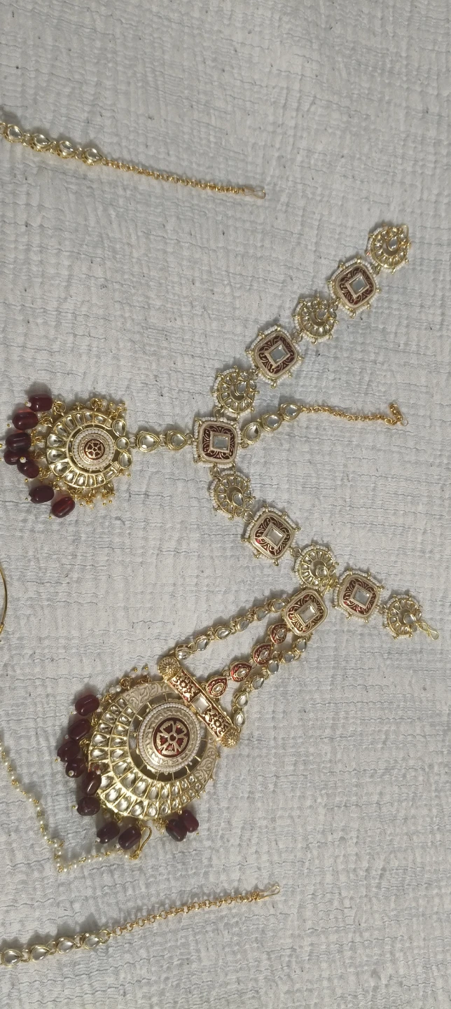 Red & Gold Indian/Pakistani Bridal Jewellery Set - photo 5