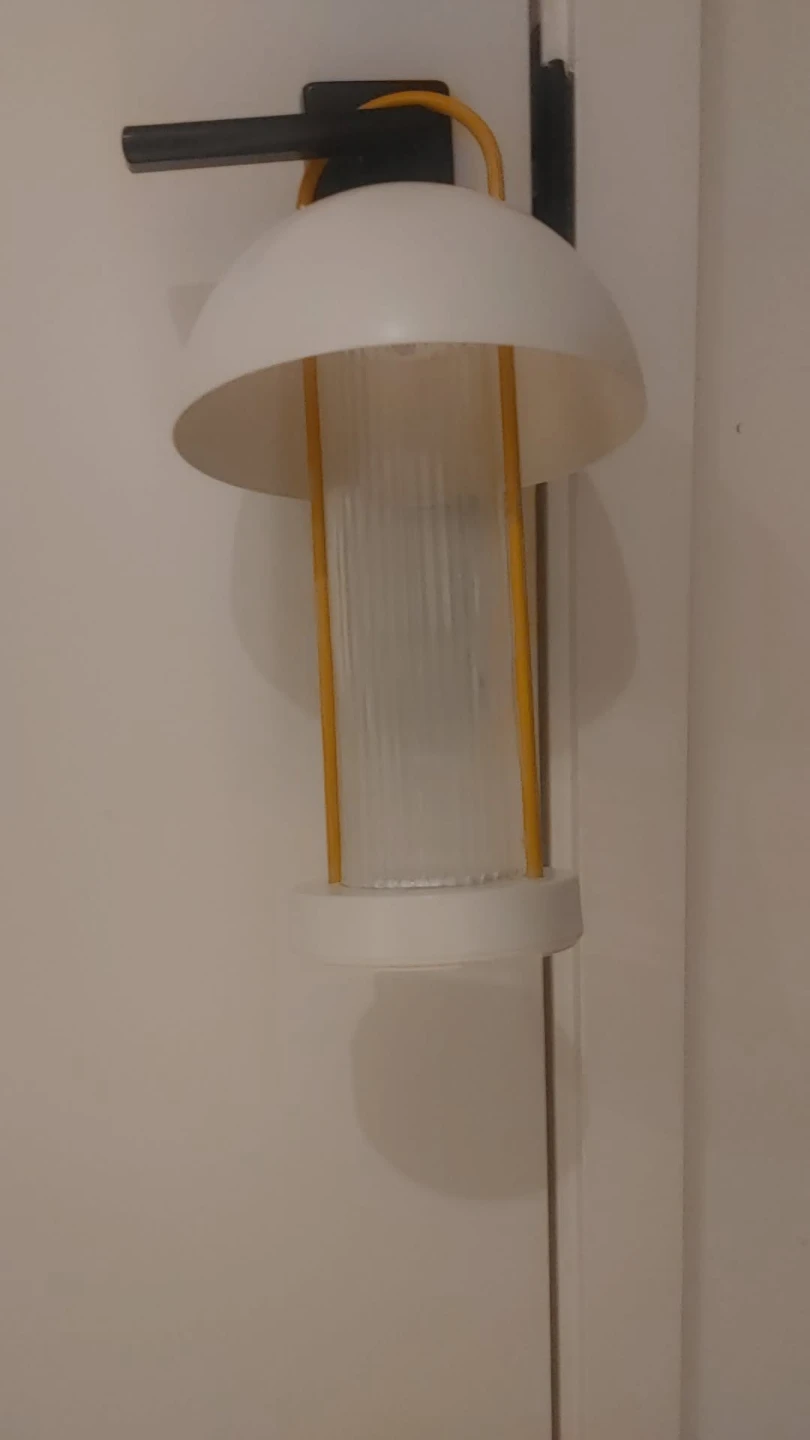White mushroom-shaped table lamp with yellow accents - photo 3