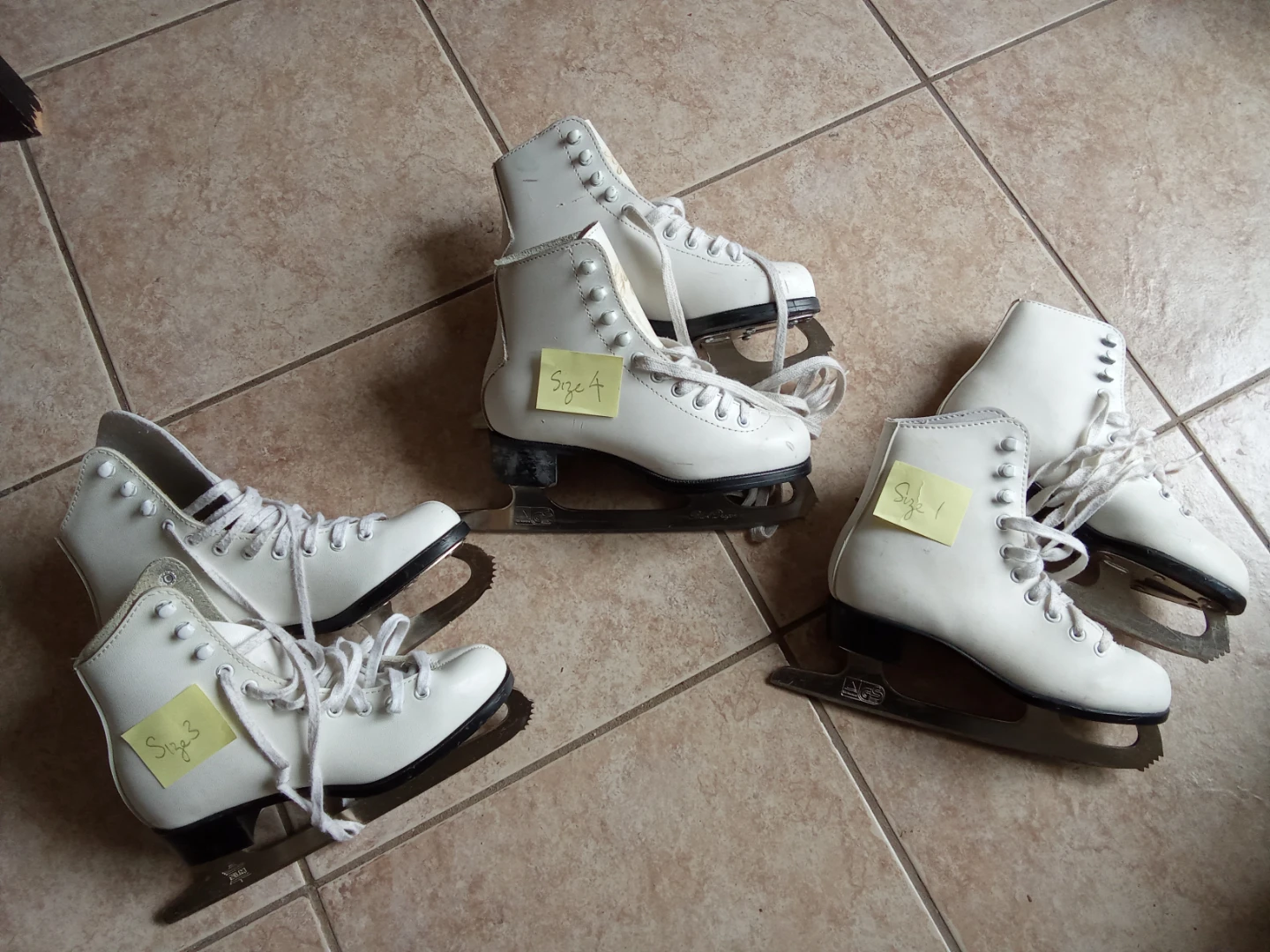 White Figure Skates - Sizes 1, 3, and 4