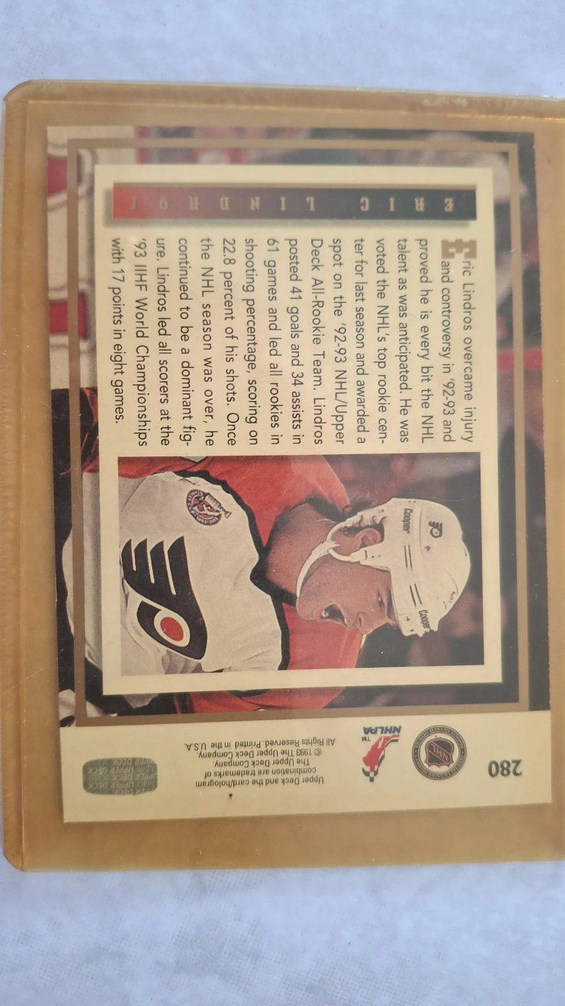 1992-93 Upper Deck Eric Lindros Rookie Hockey Card - photo 2