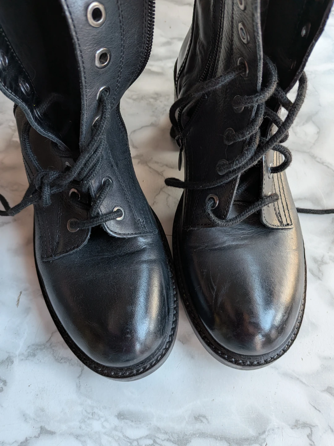 ALDO Black Leather Combat Boots size 7.5 Ladies - photo 2