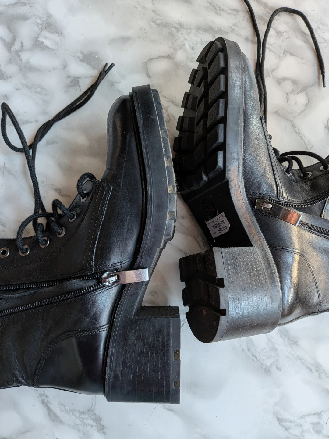 ALDO Black Leather Combat Boots size 7.5 Ladies - photo 3