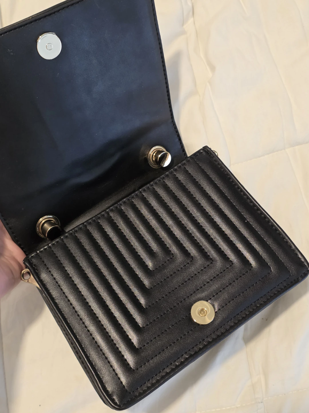 Zara Women's Black Crossbody Bag With Gold Hardware 8"x6"x2.5" - photo 3
