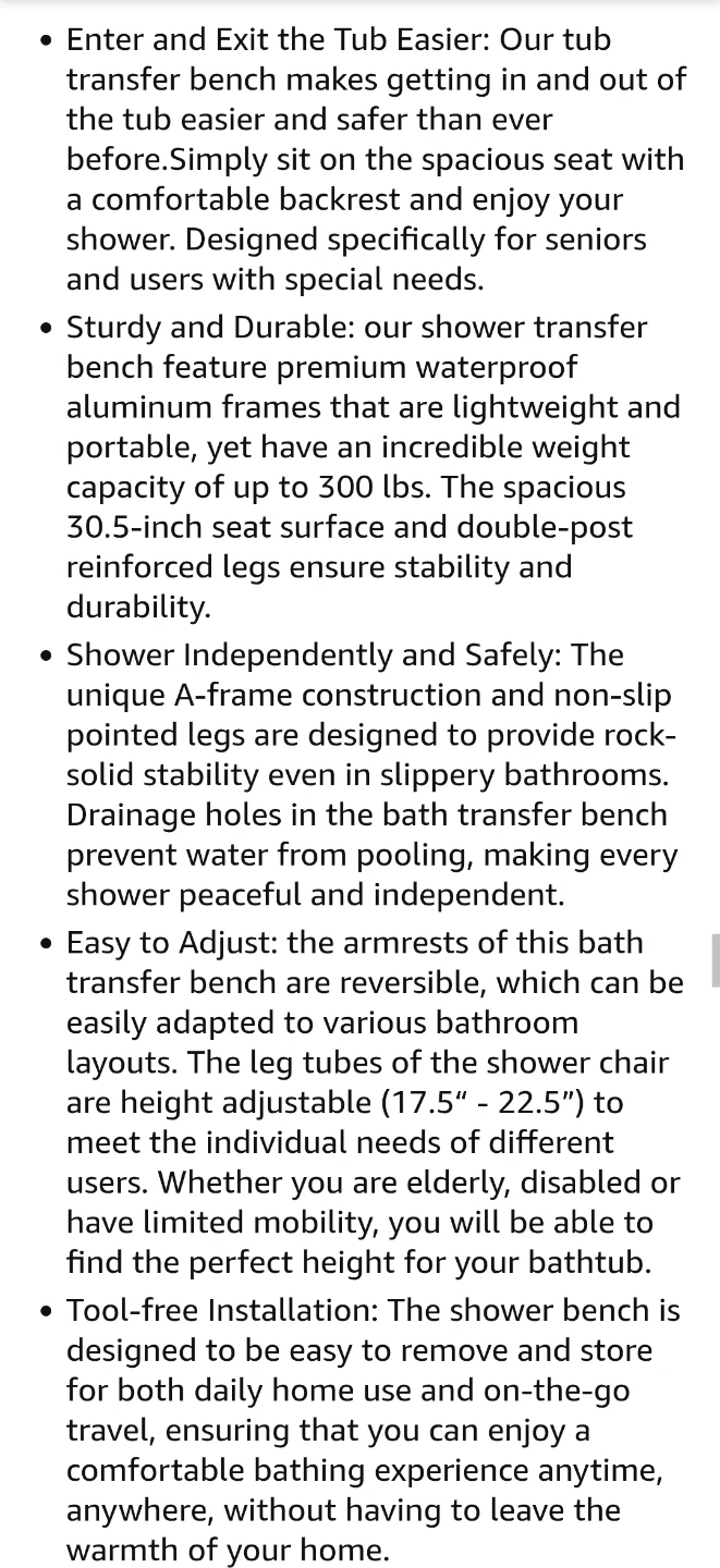 Careboda Shower Chair- Bath Bench - photo 5