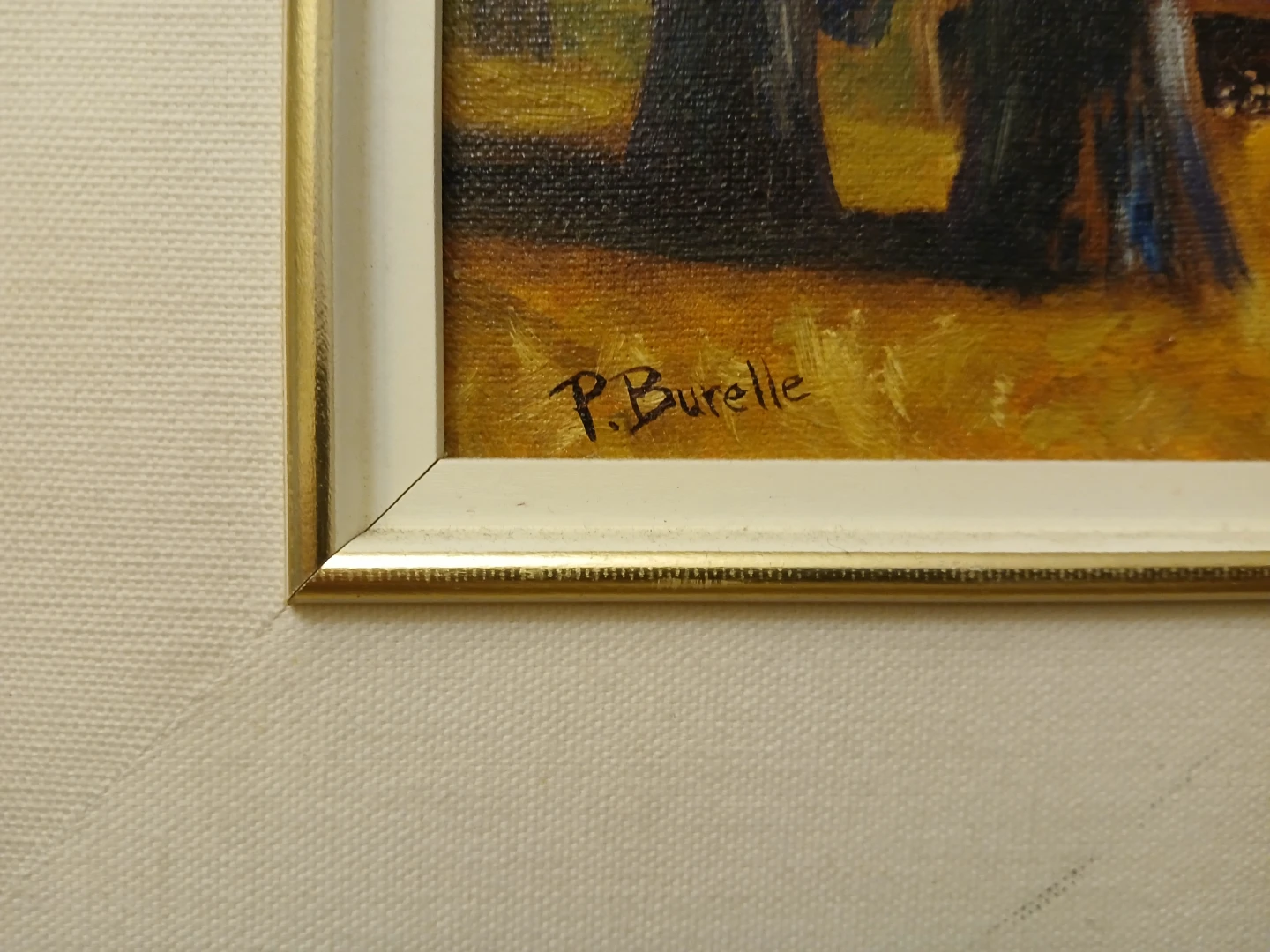Framed Painting of Barn and Trees by P. Burelle