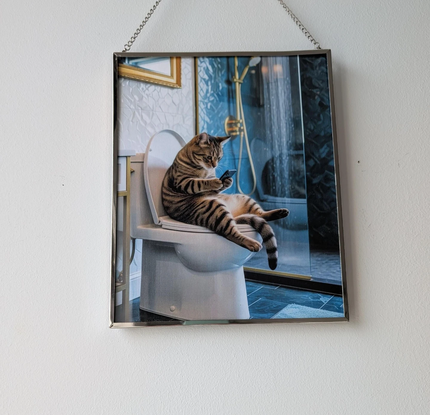 Framed Print: Cat on Toilet - photo 2