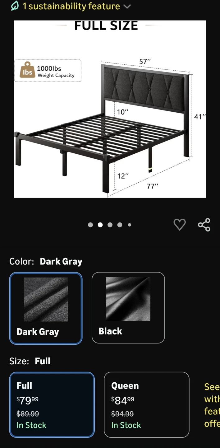 iPormis Full Size Metal Bed Frame Dark Gray - photo 2