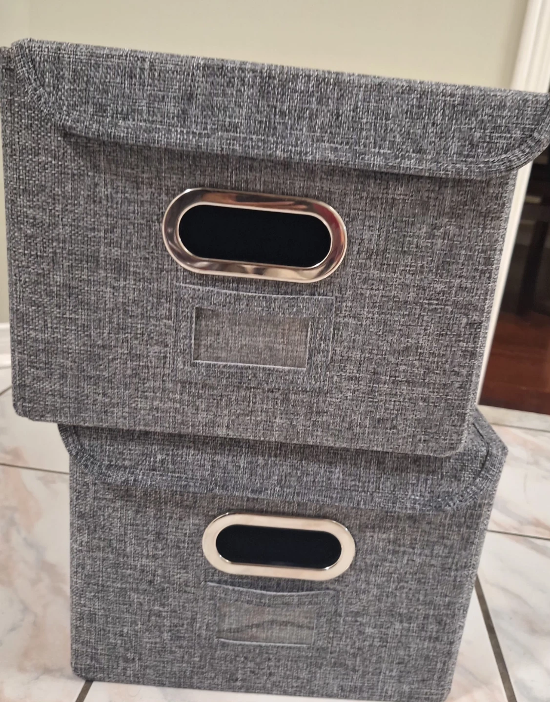 Set of 2 Fabric Storage Bins with Lids- Brand new