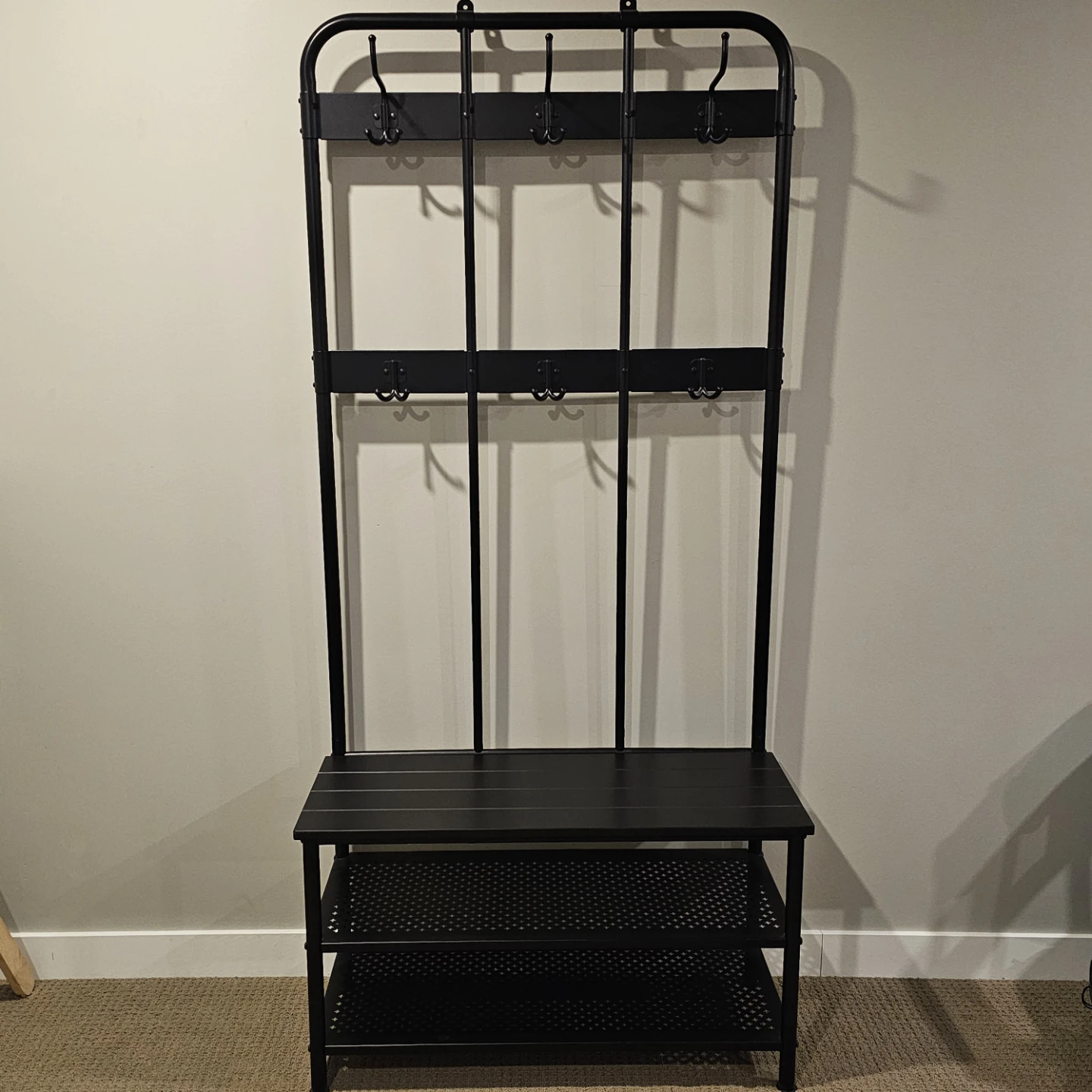 Ikea Black Metal Coat and Shoe Rack