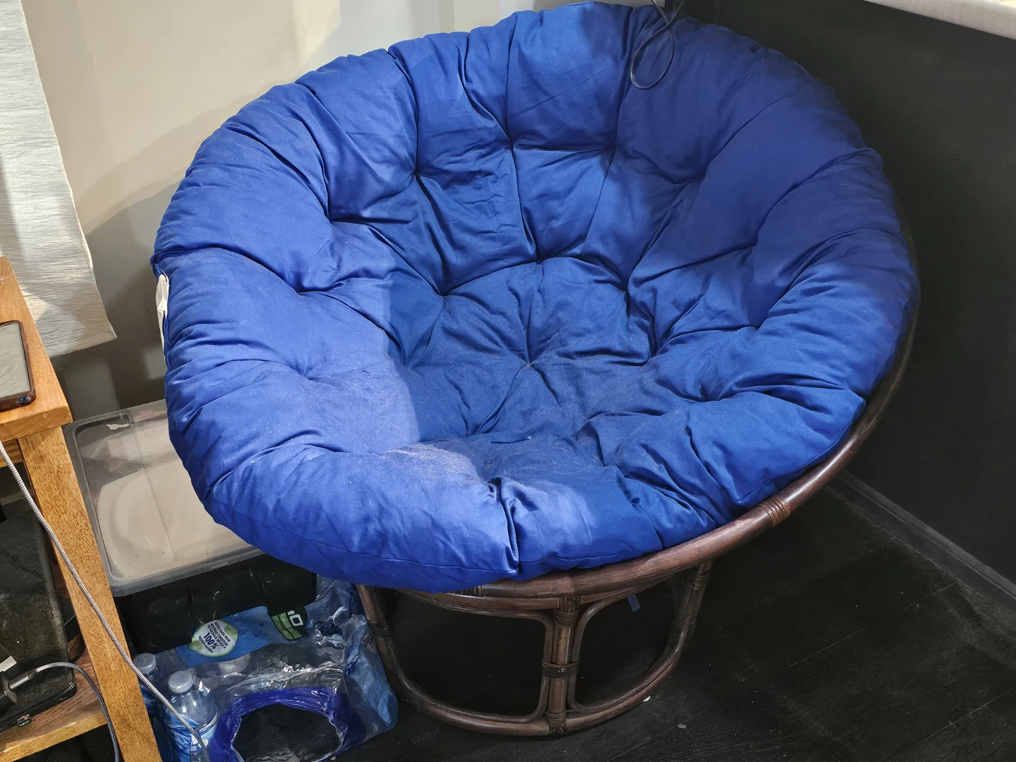 Blue Papasan Chair with Rattan Base - photo 2