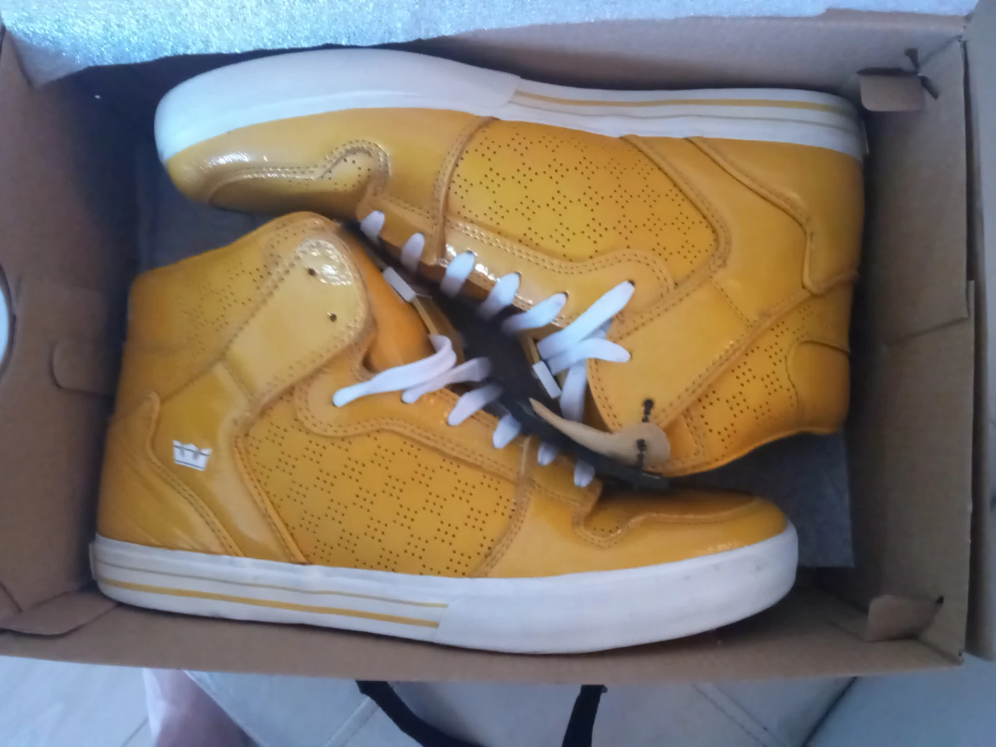 Supra Yellow Patent Leather High Top Sneakers