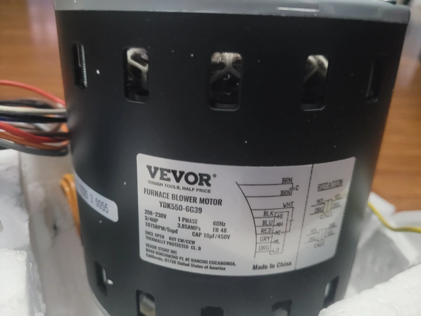 VEVOR Furnace Blower Motor YDX550-6G39 - photo 3