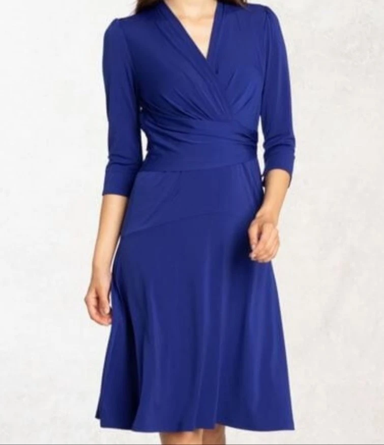 Royal Blue Wrap Dress 3/4 sleeve in small size
