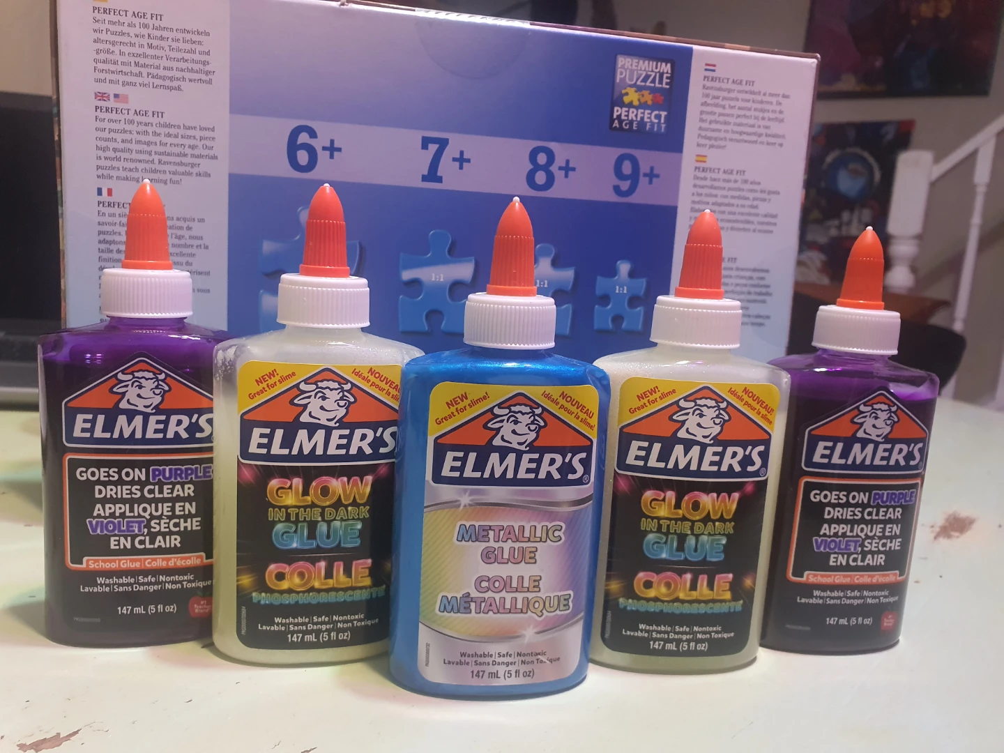 5-Pack Elmer's Washable School Glue (Purple, Glow, Metallic)