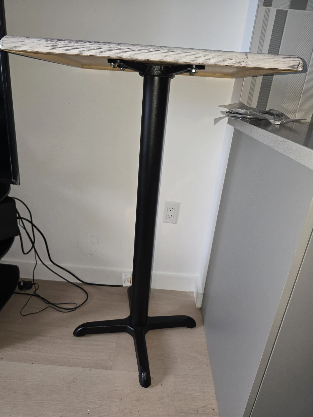 Square Bistro Table with Black Pedestal Base