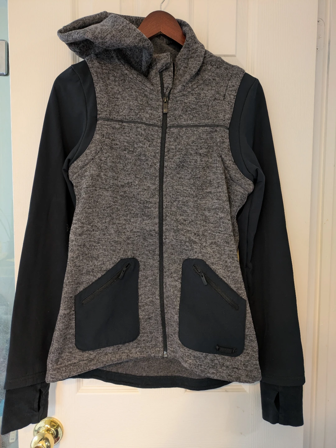 FarWest Women's Grey & Black Zip-Up Hoodie Jacket Size S/P