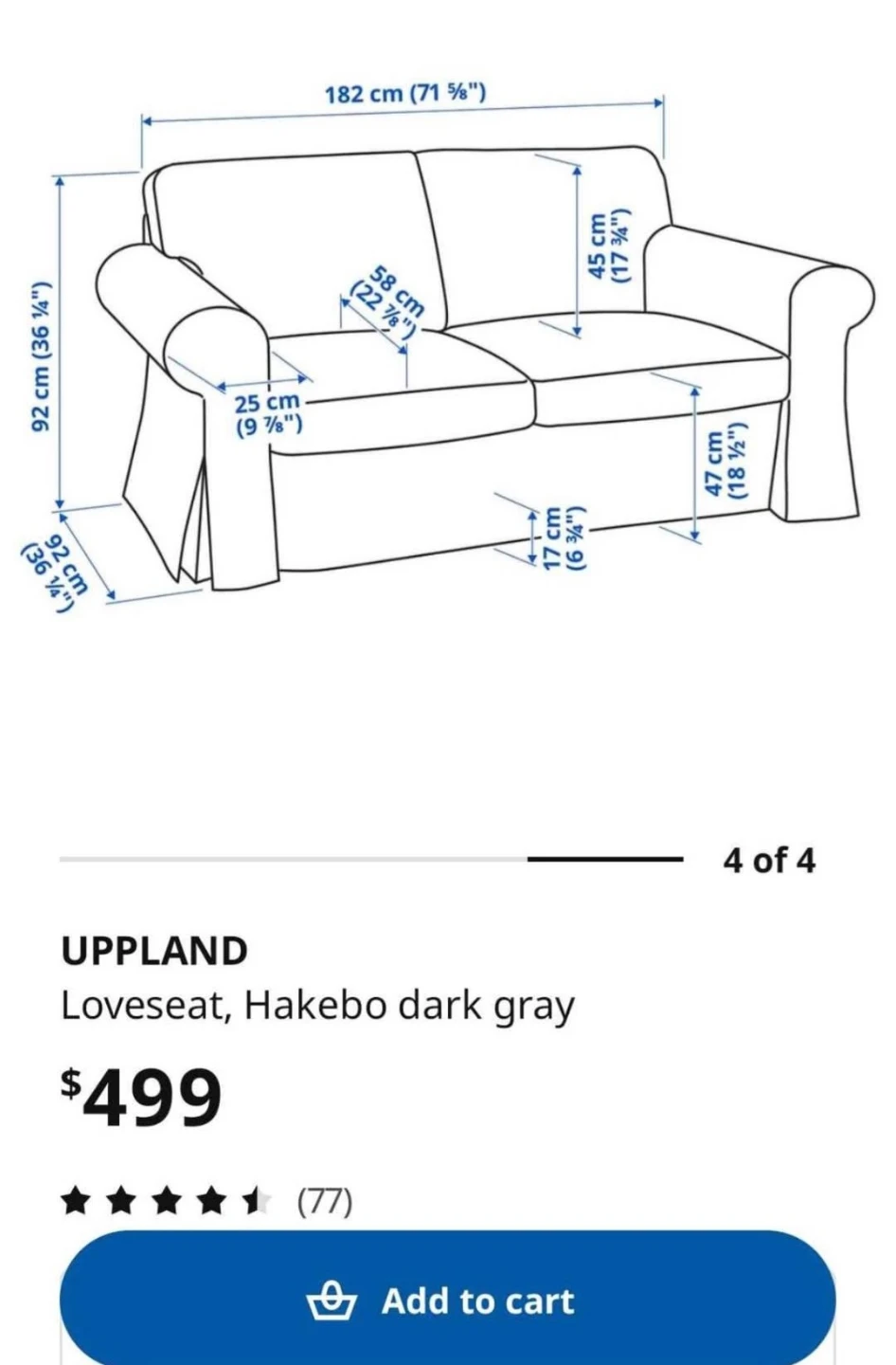 IKEA UPLAND Loveseat Hakebo Dark Gray - photo 5