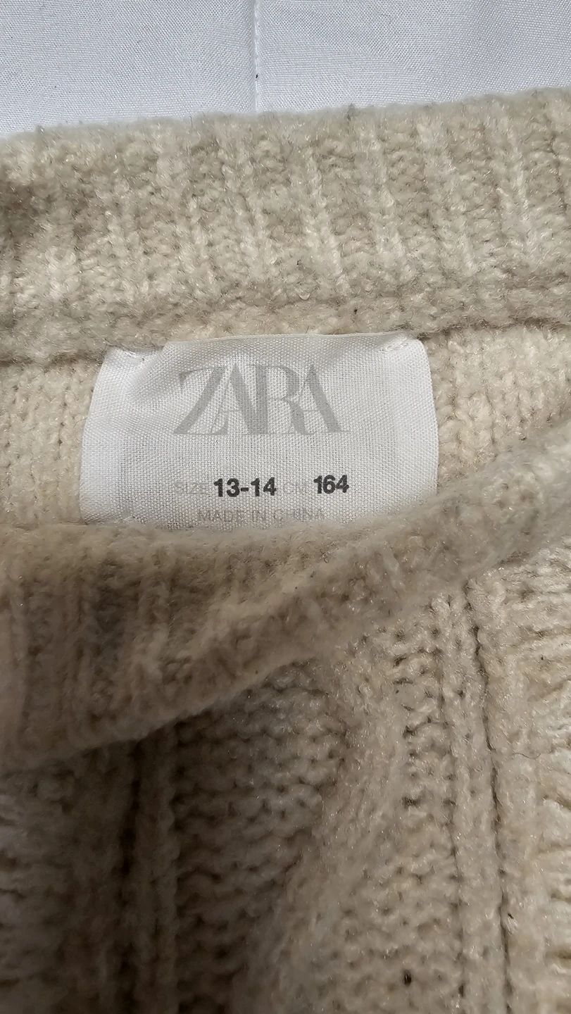 Zara Cream Cable Knit Fringe Sweater Size 13-14 / 164 - photo 4