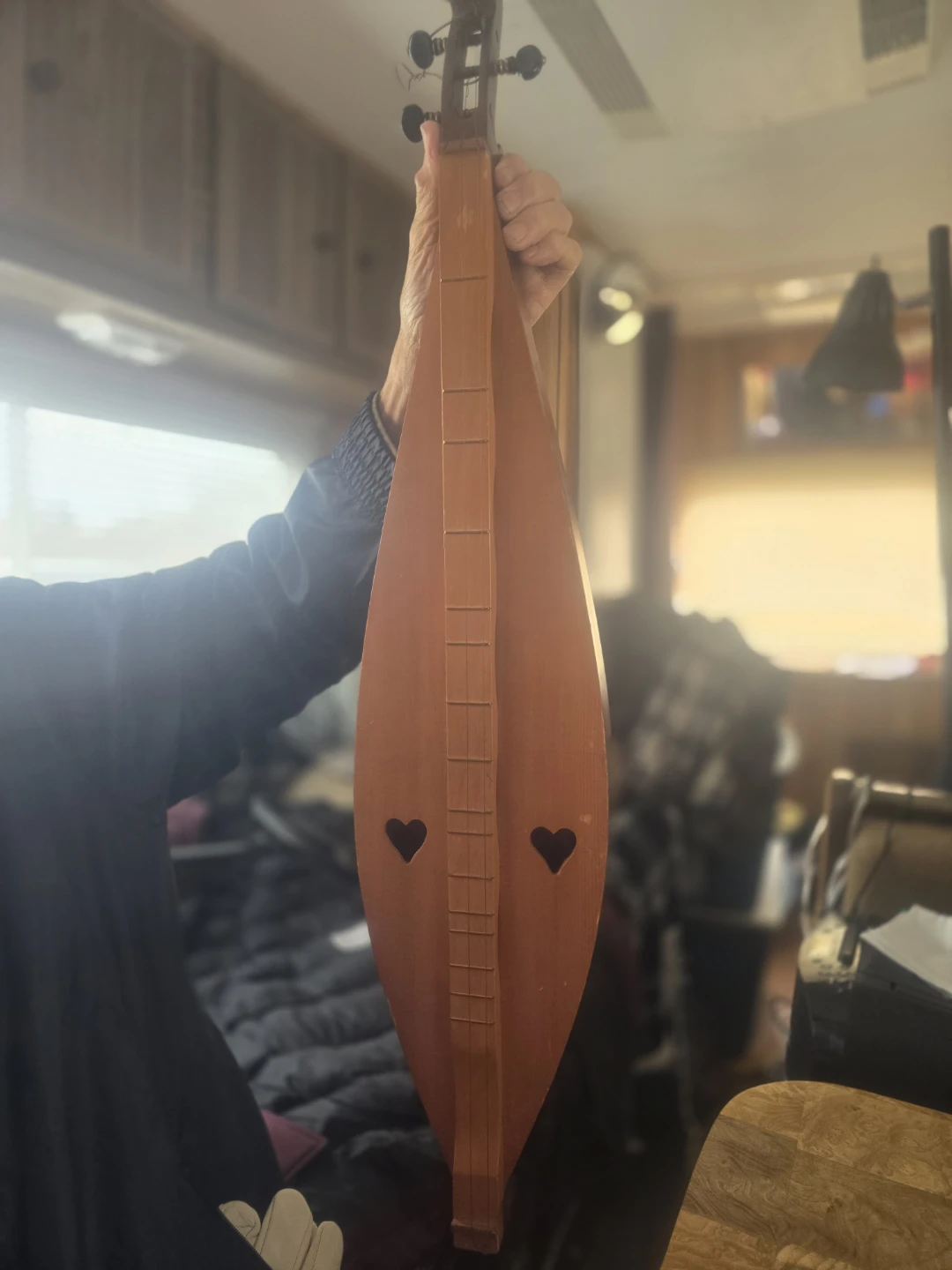 Wooden Dulcimer with Heart Cutouts - photo 2