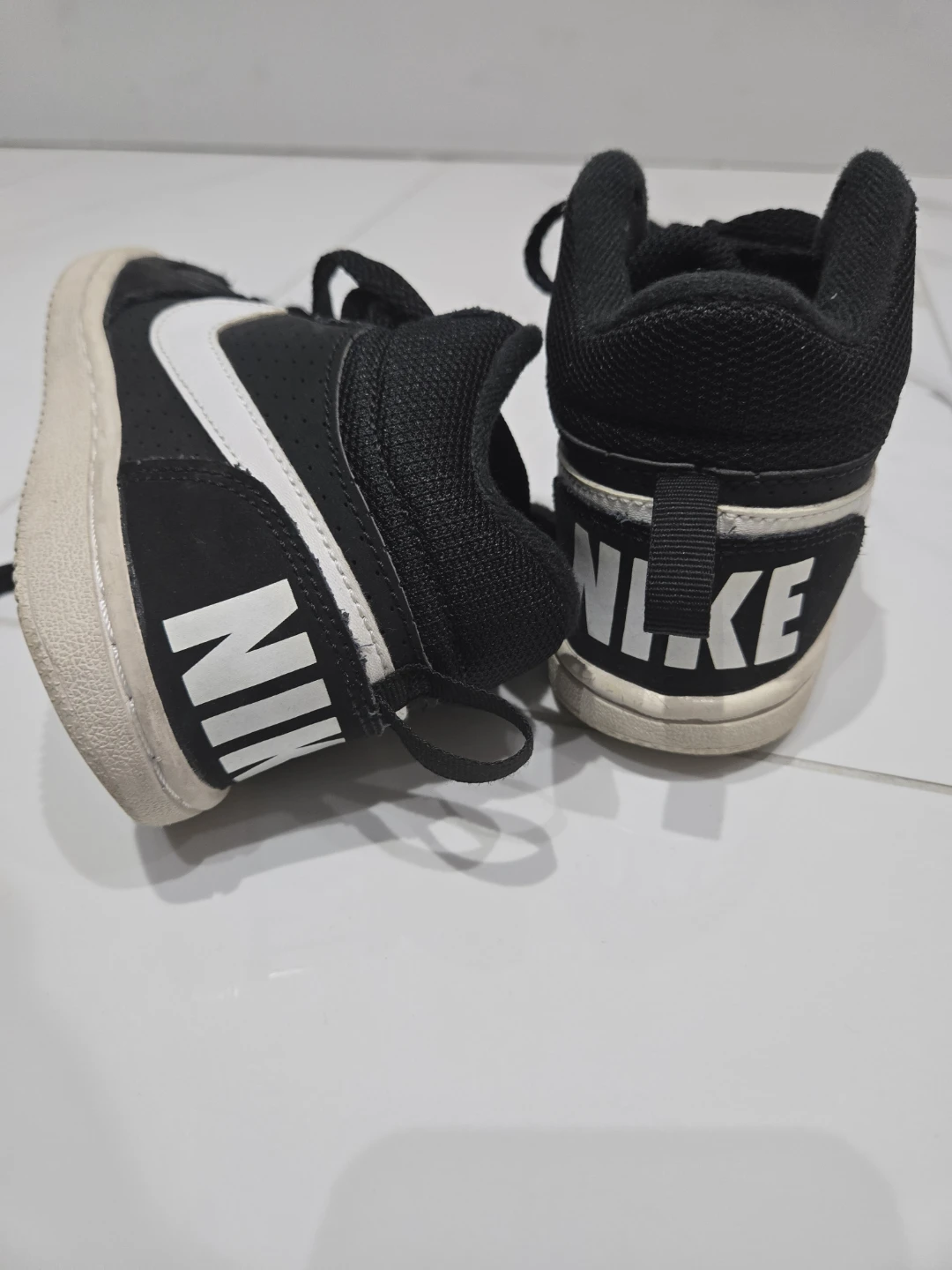 Nike Kids' Court Borough Mid-Top Shoes Black White Size 11C - photo 2