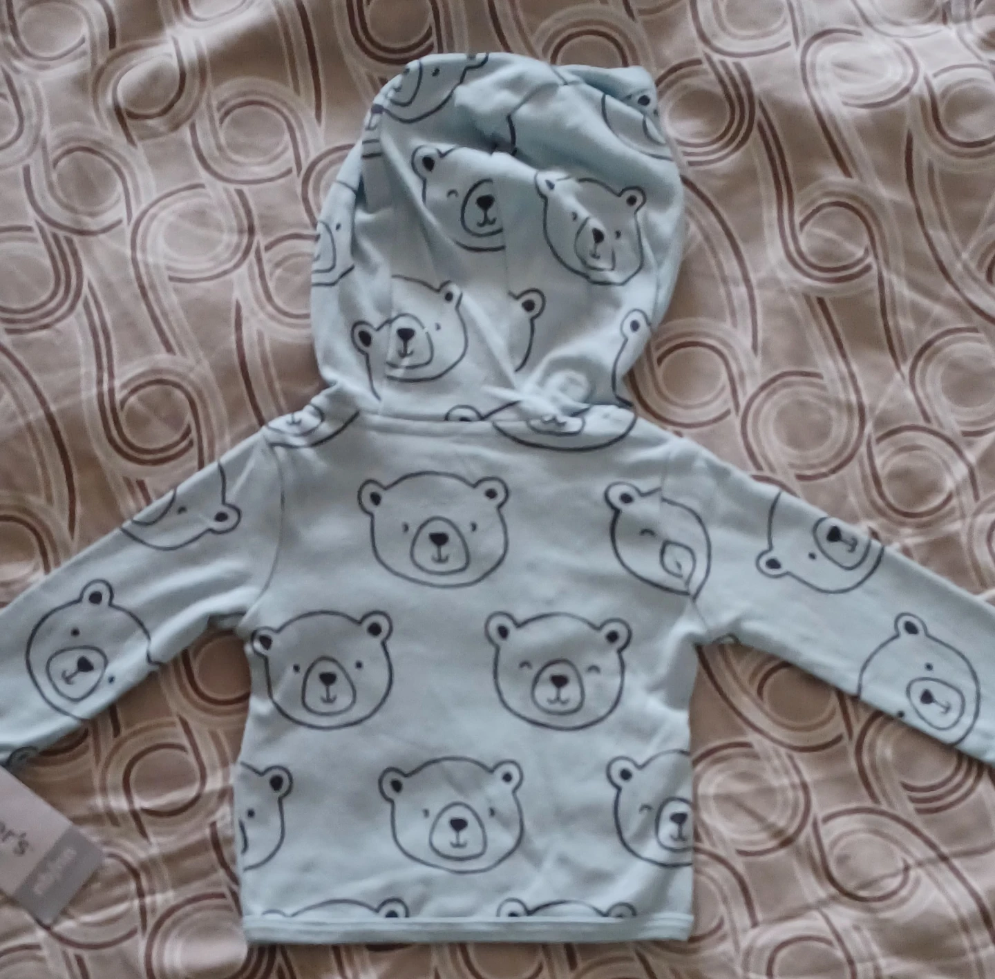 Carter's Baby Hoodie Light Blue Teddy Bear Print NB/NN - photo 2
