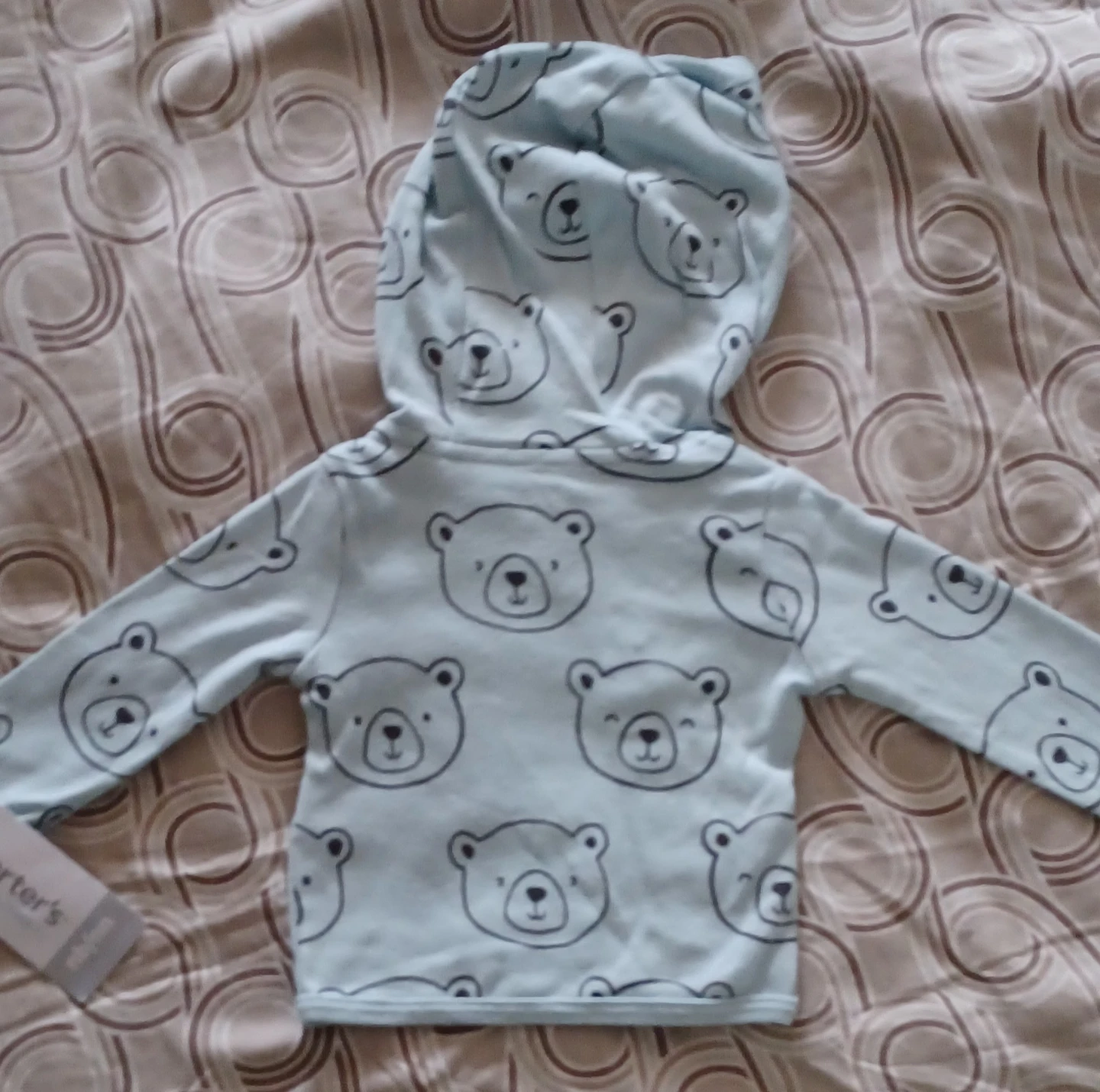 Carter's Baby Hoodie Light Blue Teddy Bear Print NB/NN - photo 3