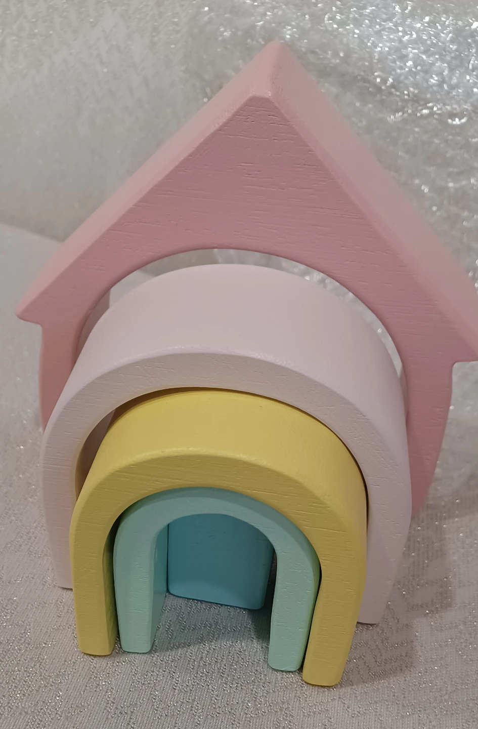 Wooden Rainbow Stacking Toy - Pastel & Primary Colors - photo 2