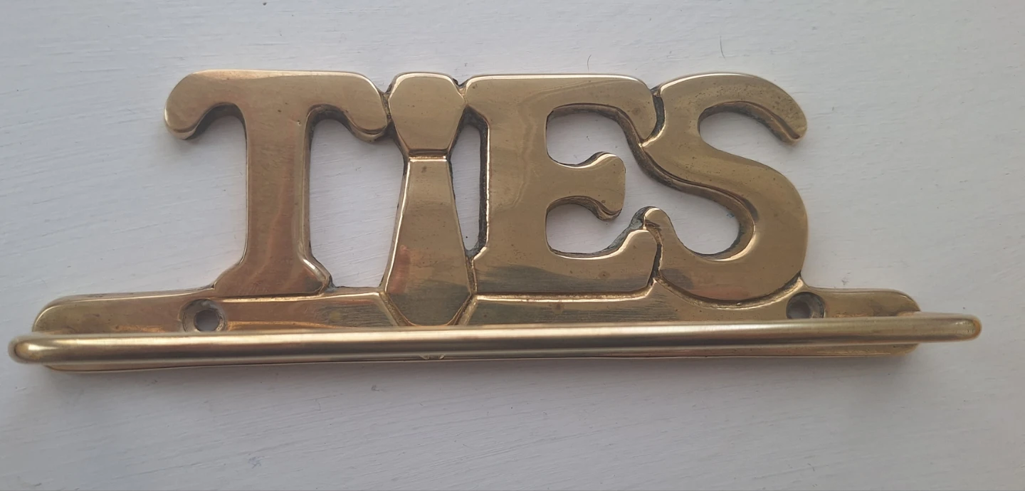 Vintage Brass "TIES" Wall Mounted Holder - photo 2