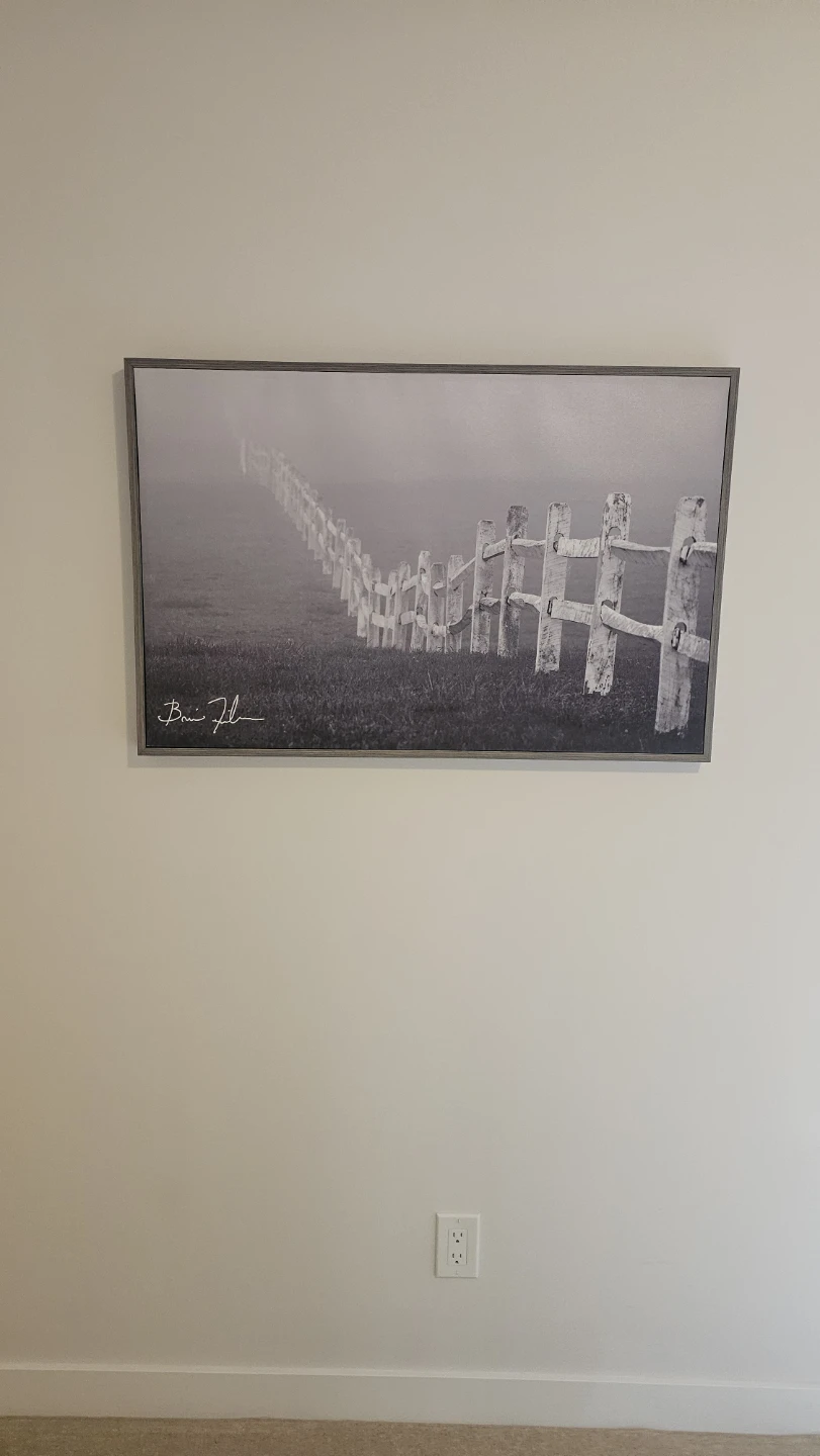 Framed Photo Art - Foggy Fence Landscape