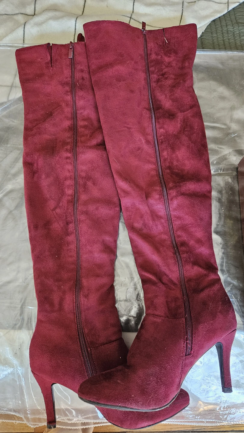 Forever Red Suede Over-the-Knee Boots