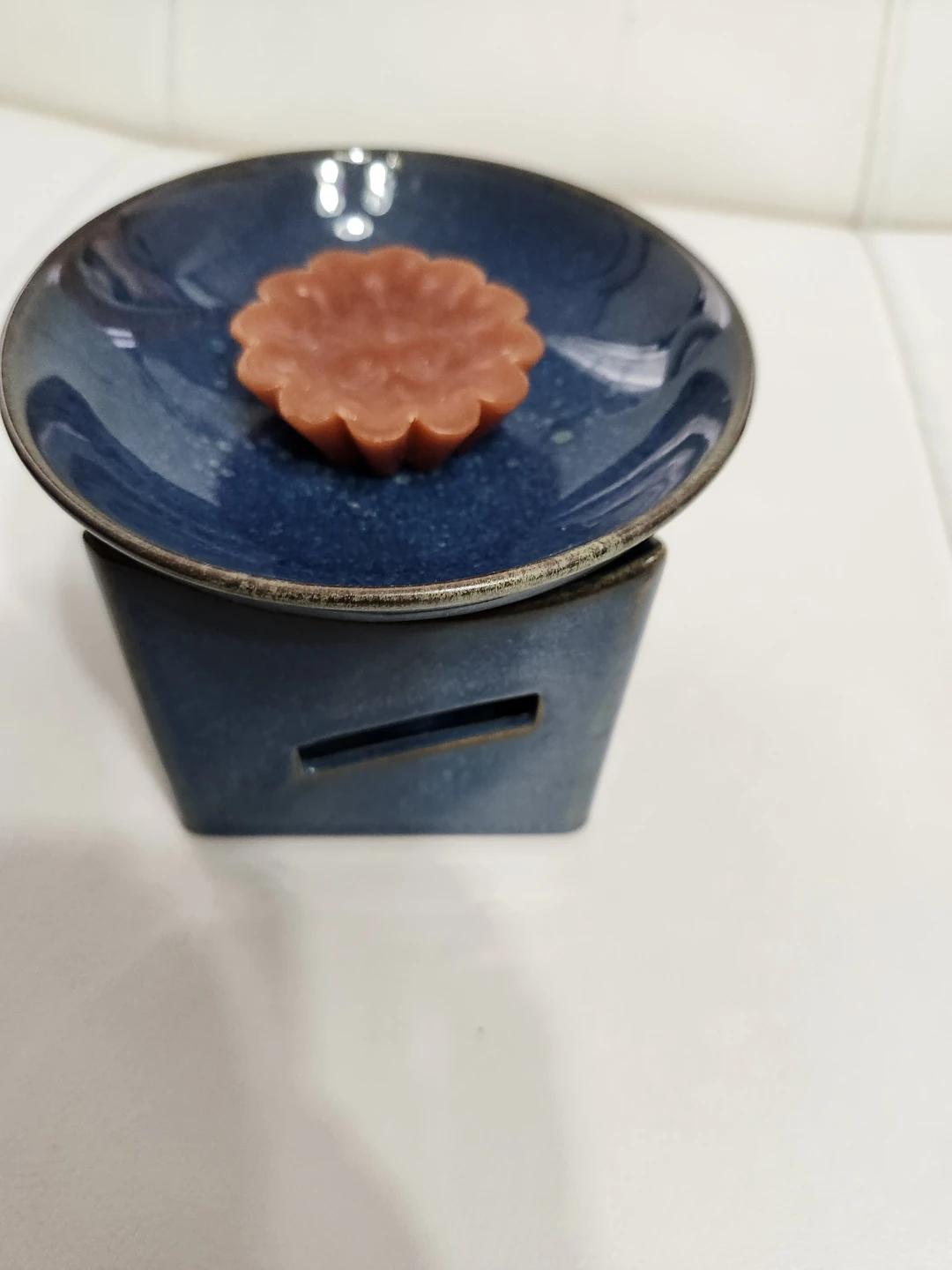 Blue Ceramic Oil Burner with Wax Melt