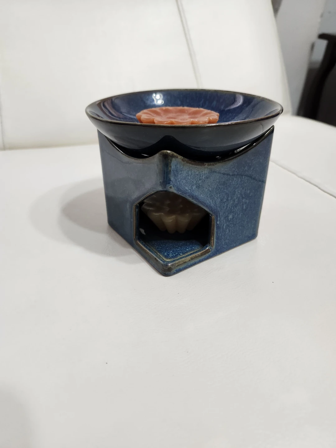 Blue Ceramic Oil Burner with Wax Melt - photo 3