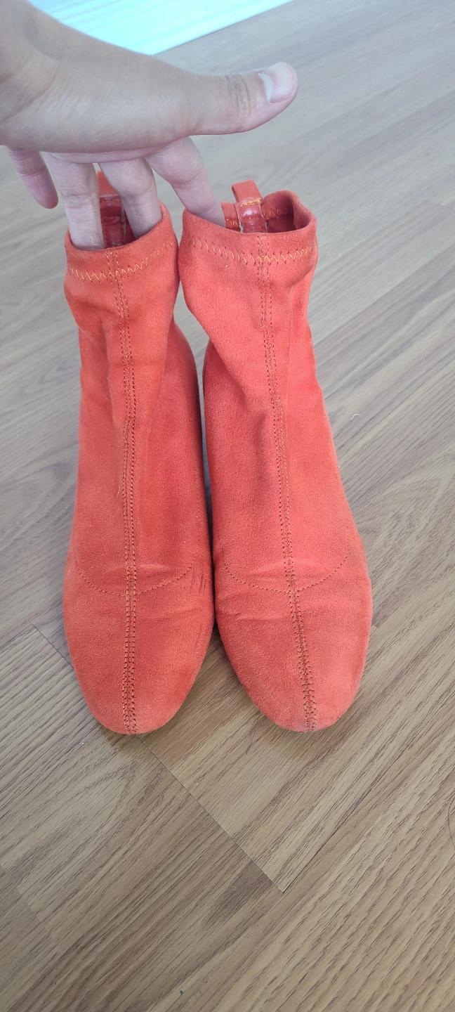 Top Shop Orange Sock Boots with Ring Pull