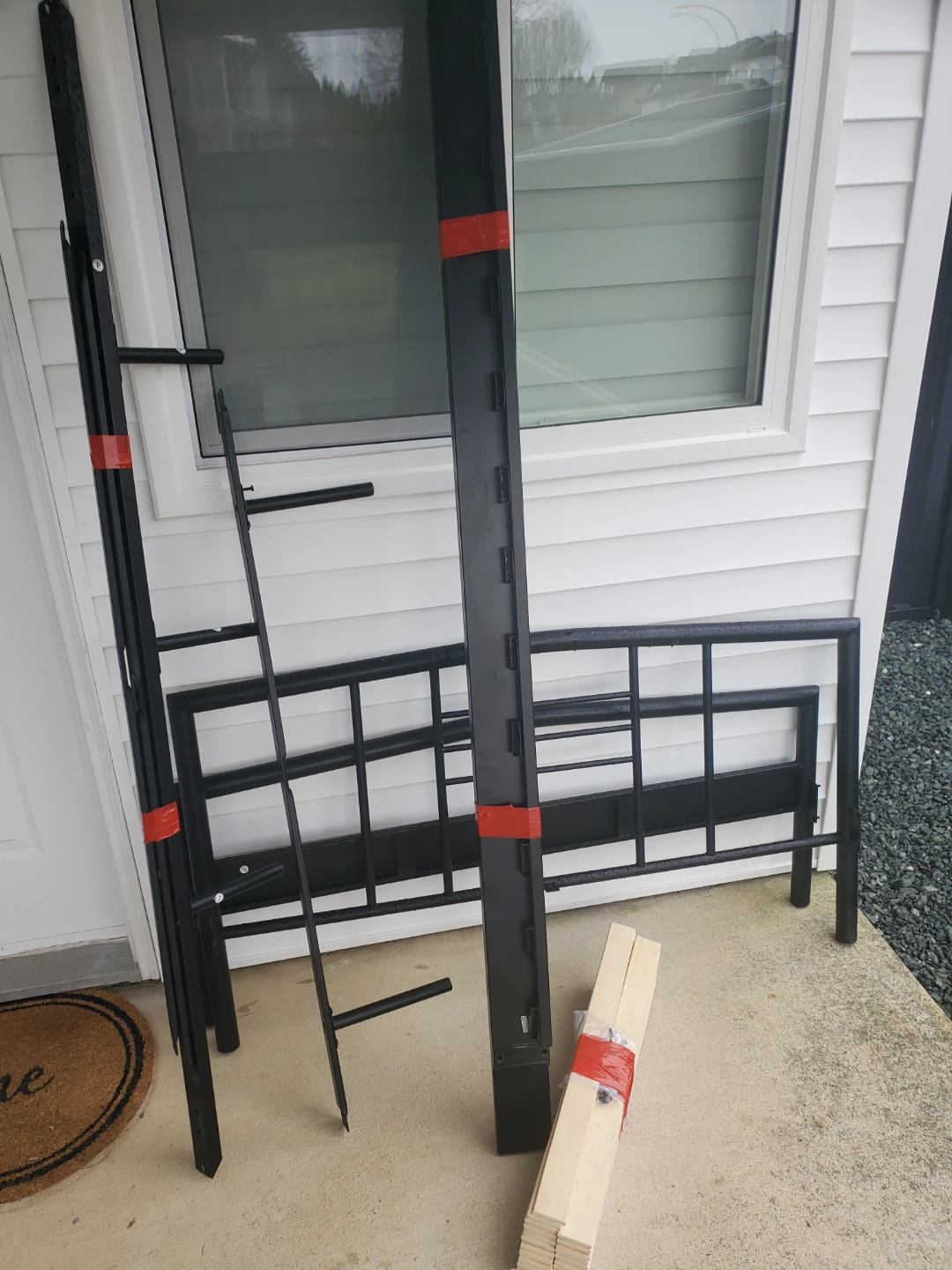 Black Metal Double Bed Frame with Slats