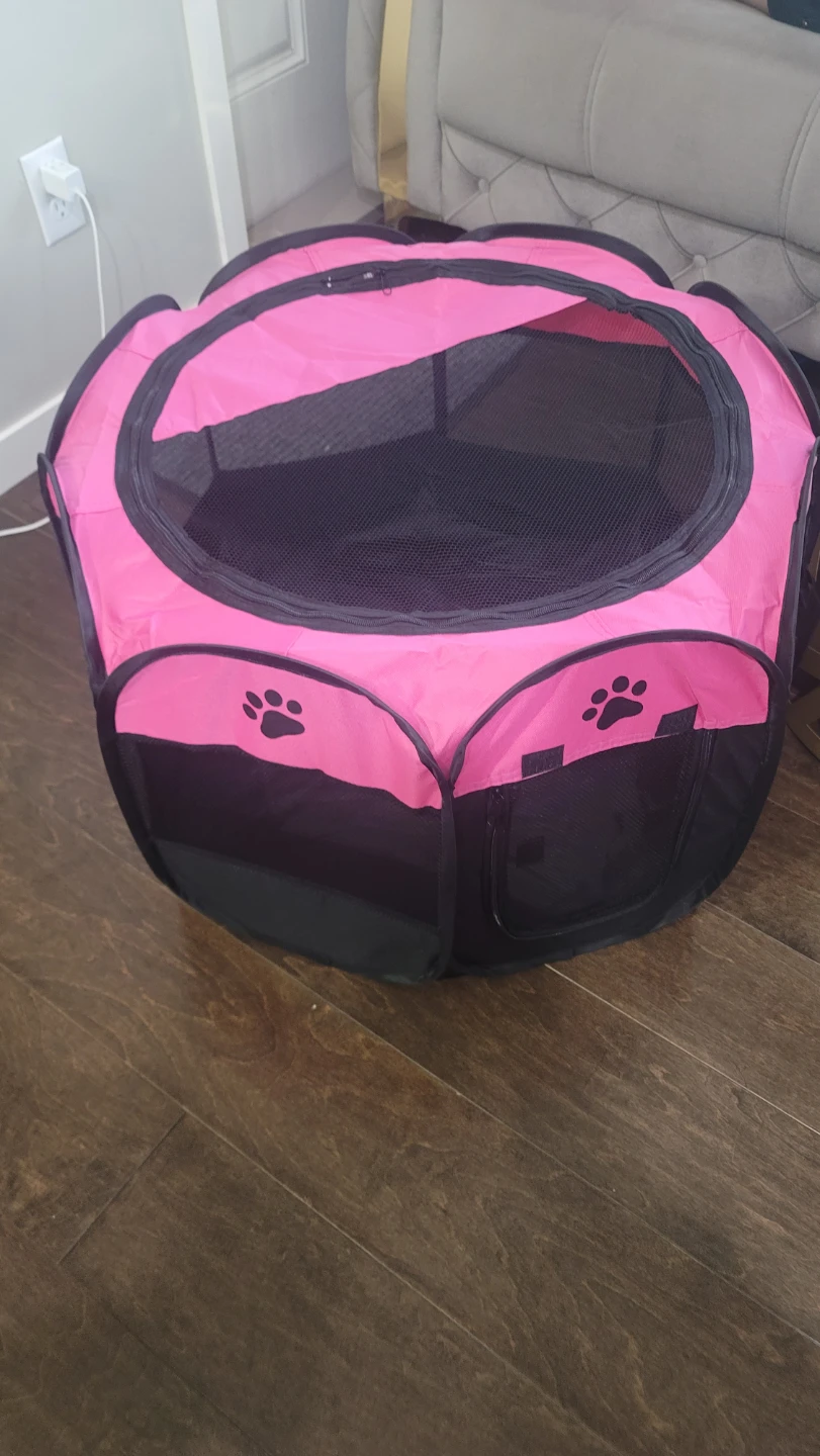 Foldable Pink Pet Playpen with Paw Prints (new never used) - photo 3