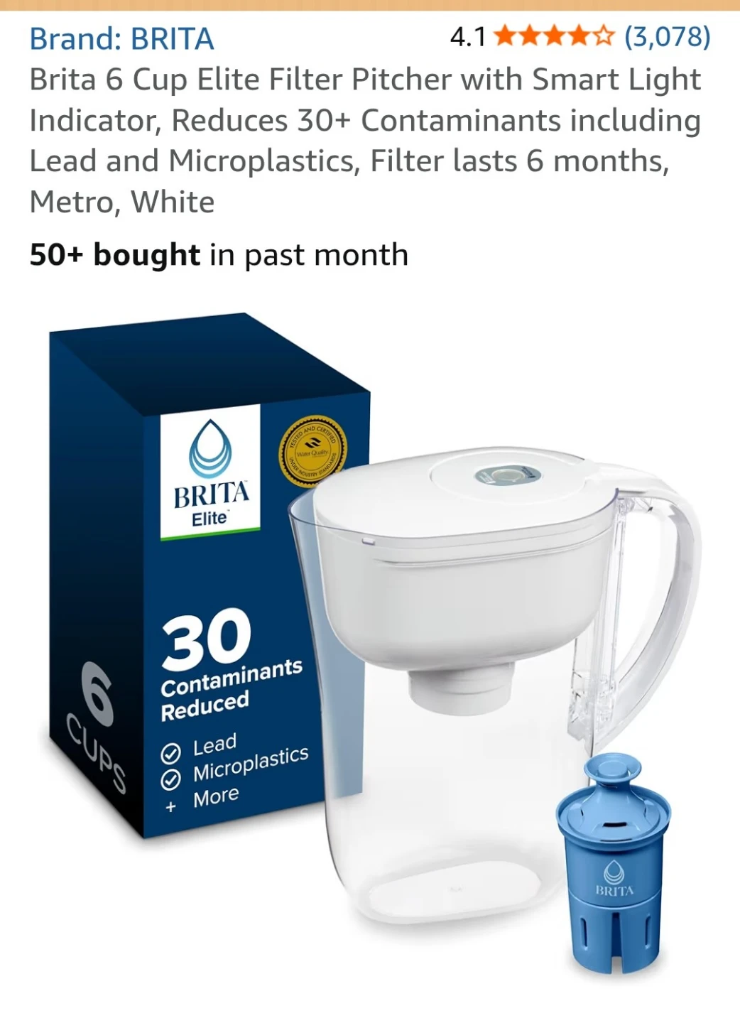 Brita 6 Cup Filter Pitcher with Smart Light Indicator - White