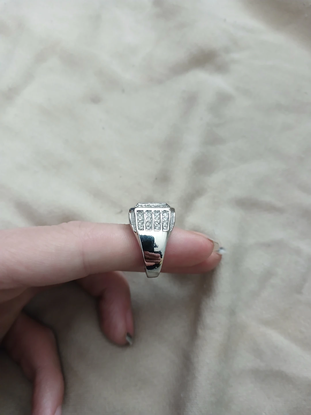 925 Silver And 5A Cubic Zirconia Square Pave Statement Ring - photo 4