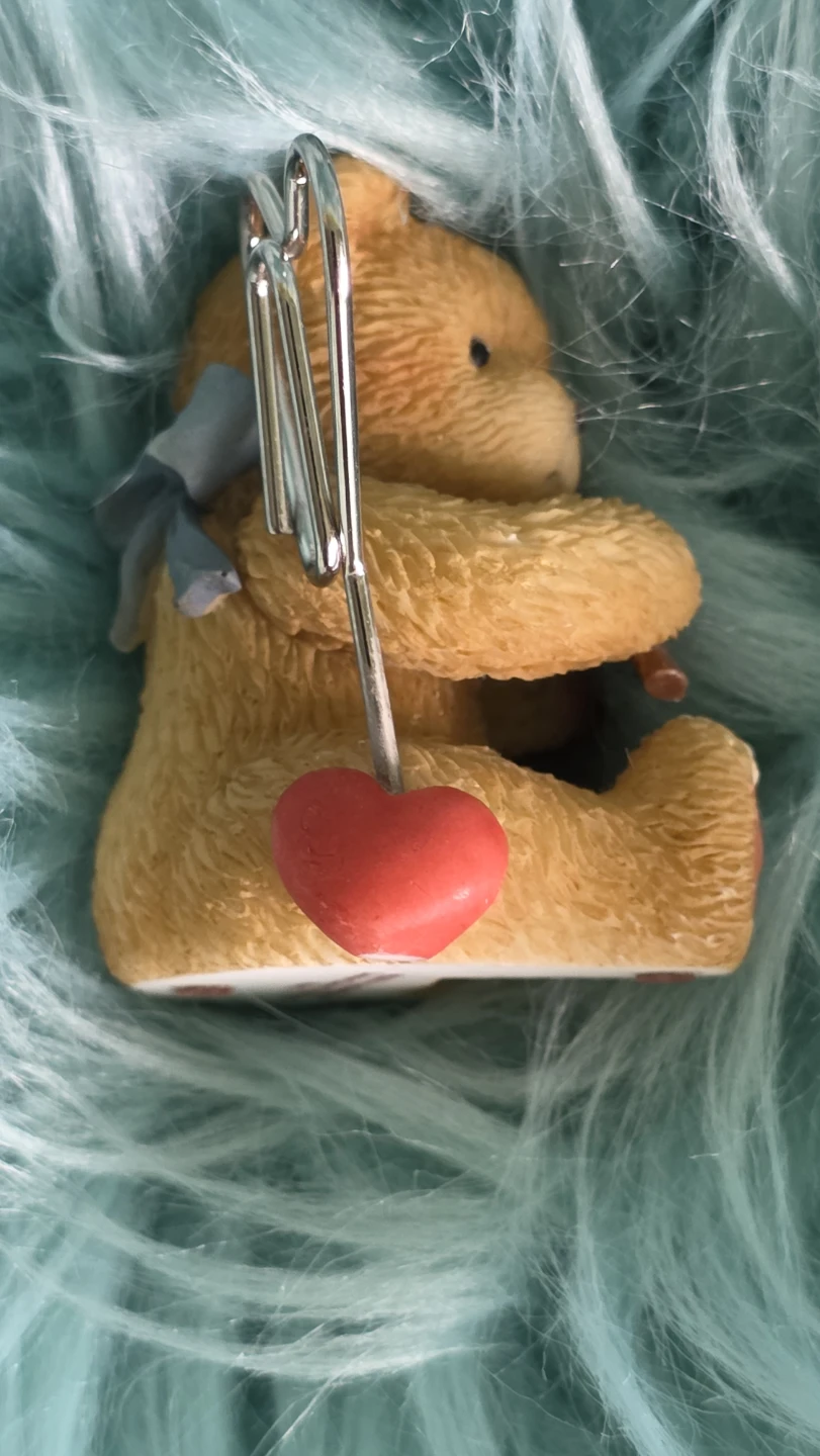 Cherished Teddy Bear Figurine with Heart with clip for note - photo 2