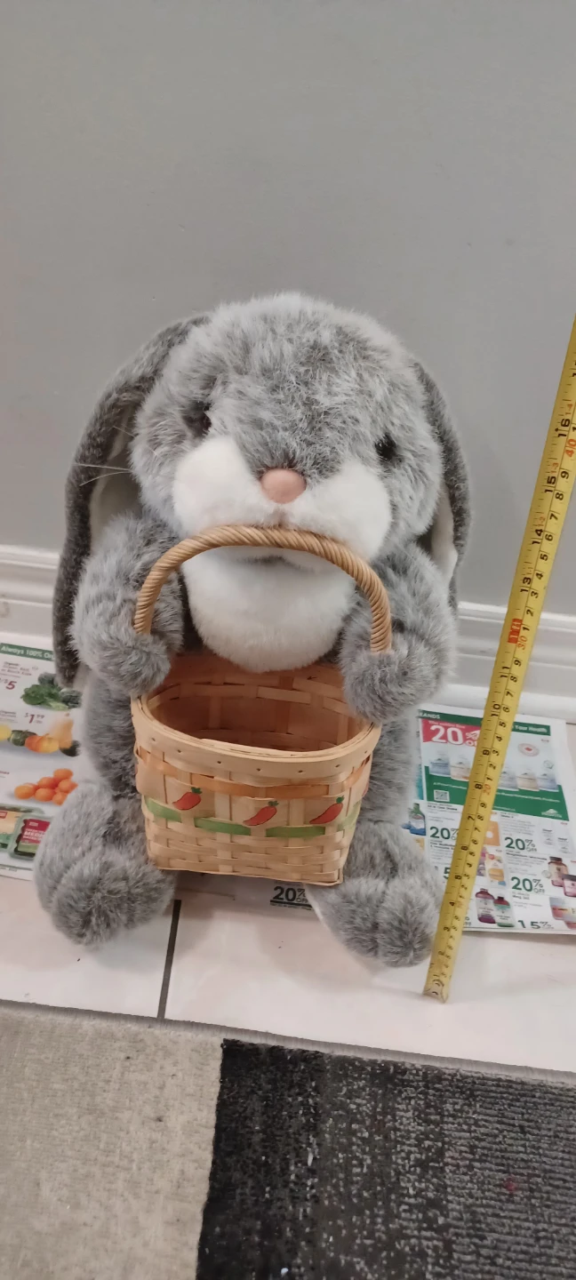Plush Grey Bunny with Basket - photo 3