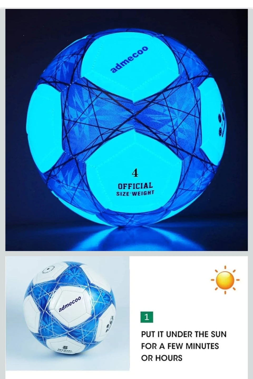 NEW, Amazing Glowing Soccer Ball, Football Standard Size 4 - photo 2