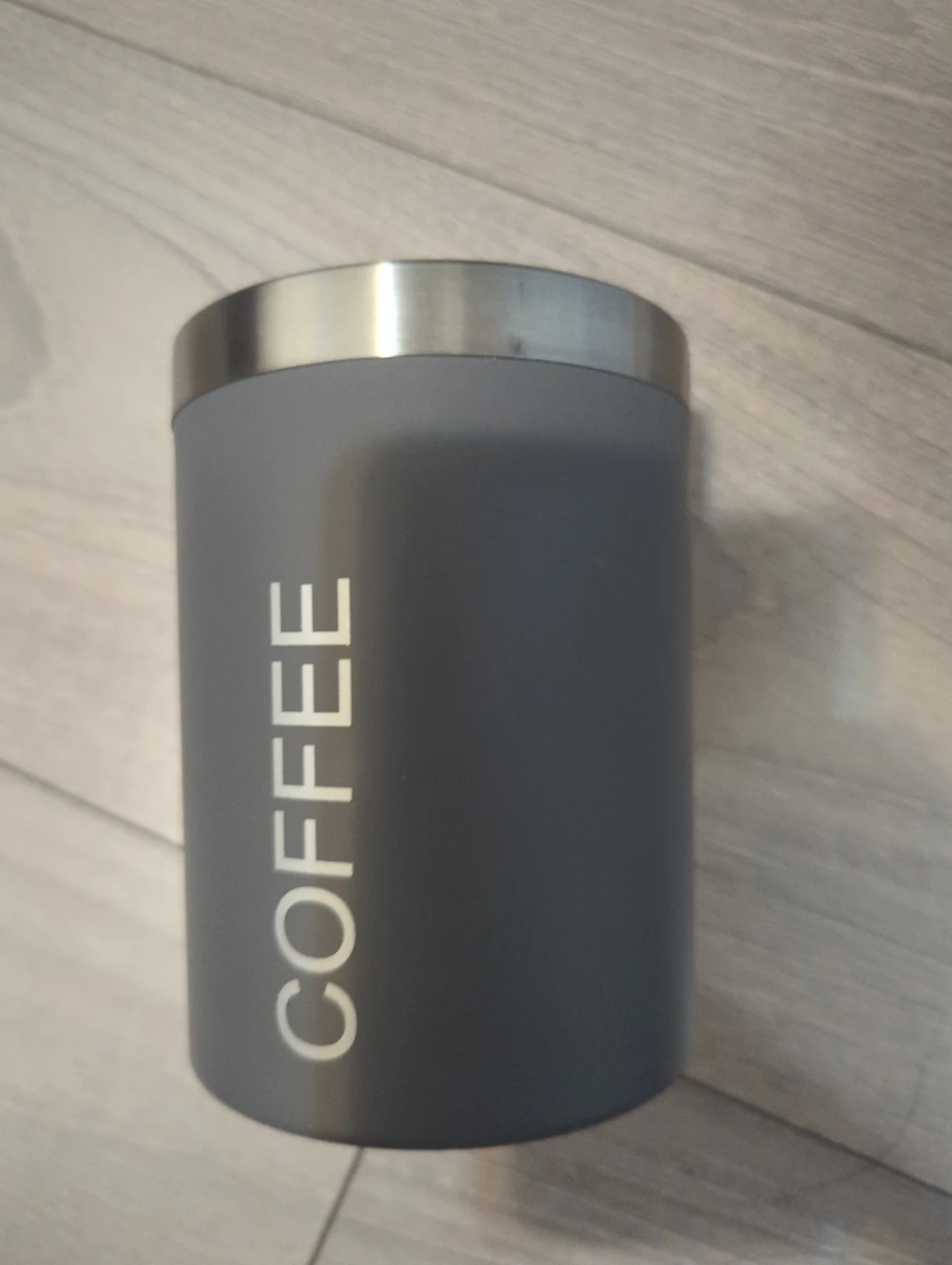 Empty Grey Coffee Canister with Stainless Steel Lid #free