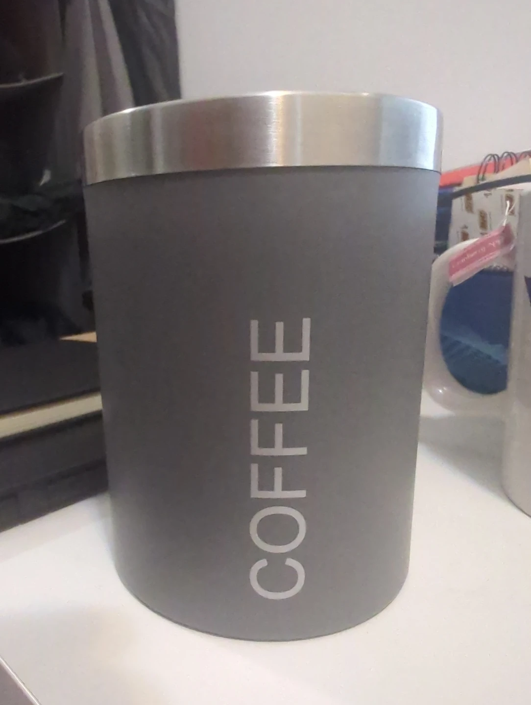 Empty Grey Coffee Canister with Stainless Steel Lid #free - photo 2
