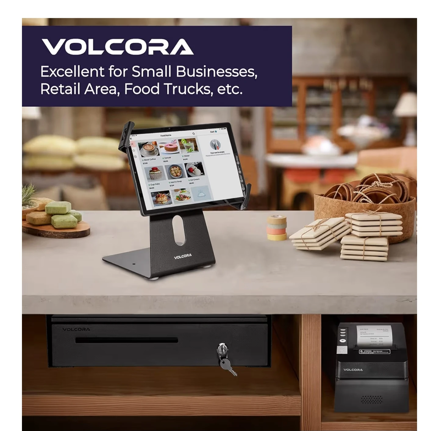 Volcora Black Cash Drawer with 5 Bill and 7 Coin Compartments - photo 4