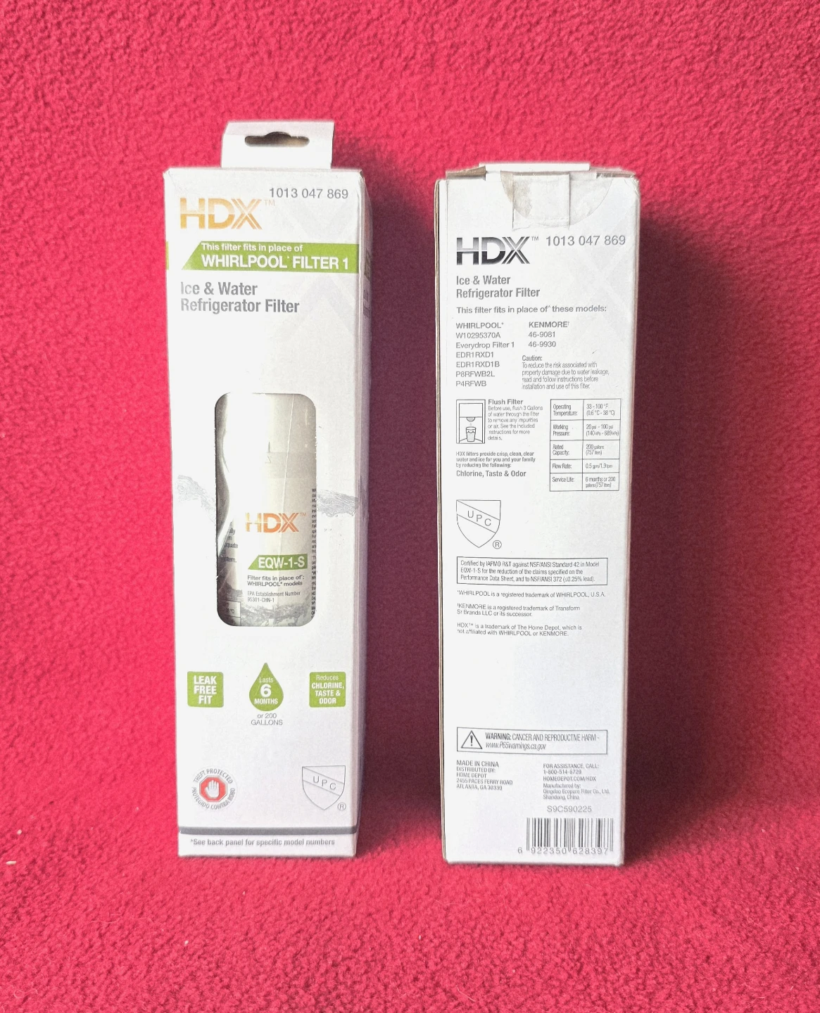 HDX Ice & Water Refrigerator Filter EQW-1-S *NEW*