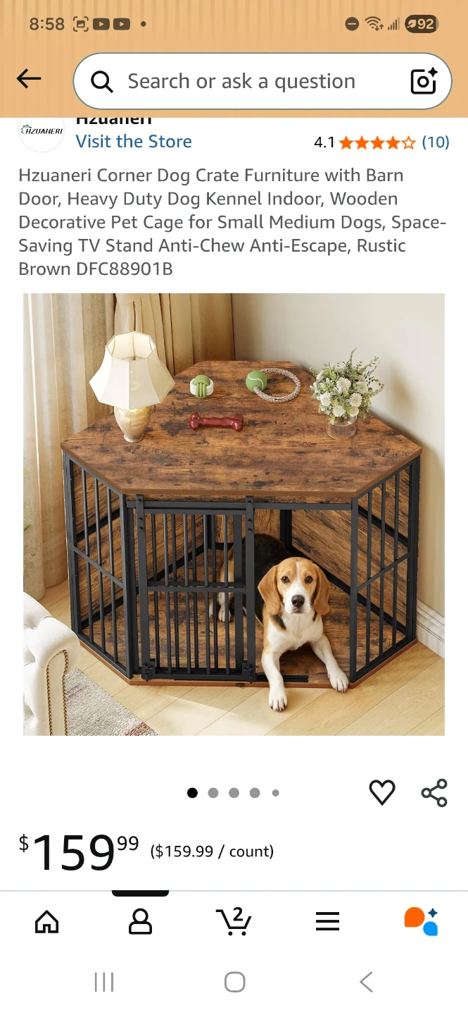 Hzuaneri Corner Dog Crate Furniture with Barn Door